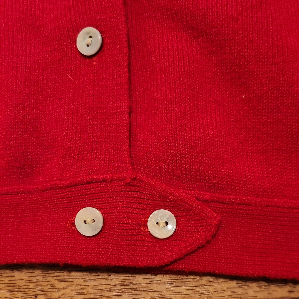 Red Button-Up Women's Sweater - Picture 3 of 6